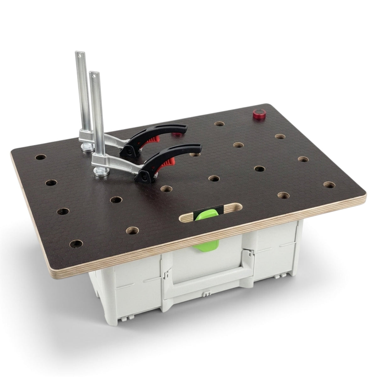 manufaktur Scheibinger - Ideen werden Objekte MFT workbench top for Festool Systainer3 with 20mm holes and clamps