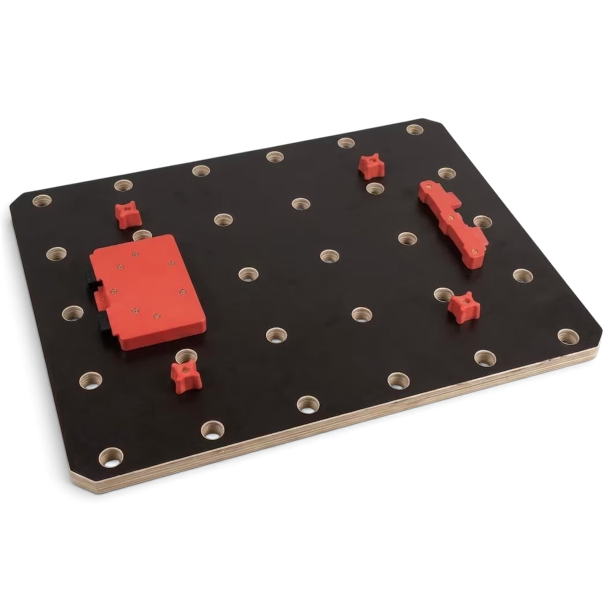 manufaktur Scheibinger - Ideen werden Objekte MFT workbench top for Bosch L-Boxx with 20mm holes and red adapters