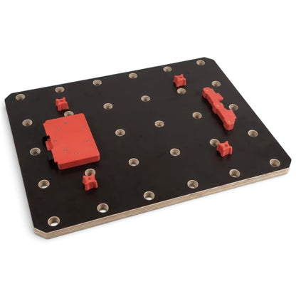 manufaktur Scheibinger - Ideen werden Objekte MFT workbench top for Bosch L-Boxx with 20mm holes and red adapters
